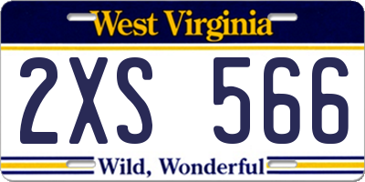 WV license plate 2XS566