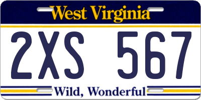 WV license plate 2XS567