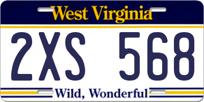 WV license plate 2XS568