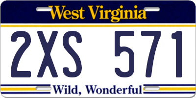 WV license plate 2XS571