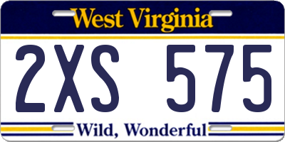 WV license plate 2XS575