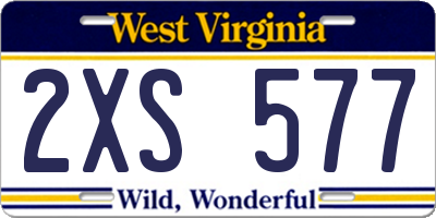 WV license plate 2XS577