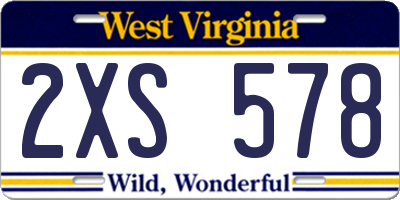WV license plate 2XS578
