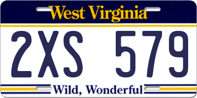 WV license plate 2XS579