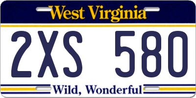 WV license plate 2XS580