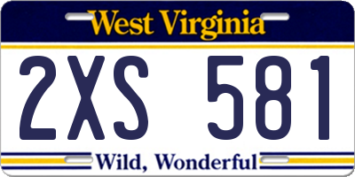 WV license plate 2XS581