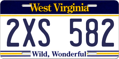WV license plate 2XS582