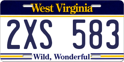 WV license plate 2XS583