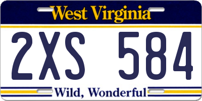 WV license plate 2XS584