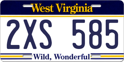 WV license plate 2XS585