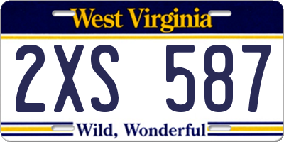 WV license plate 2XS587