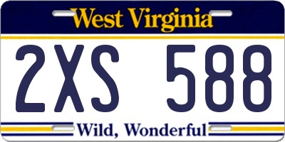 WV license plate 2XS588