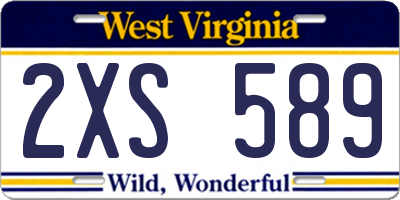 WV license plate 2XS589