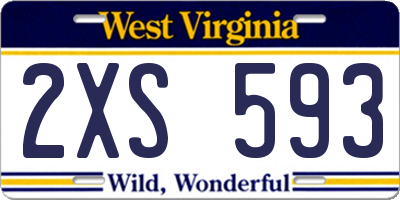 WV license plate 2XS593