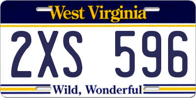 WV license plate 2XS596