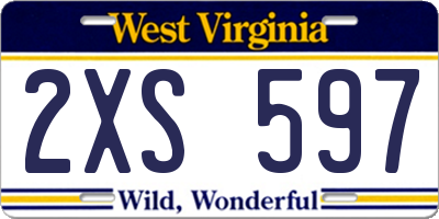 WV license plate 2XS597