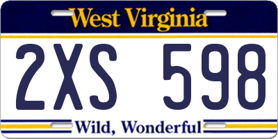 WV license plate 2XS598