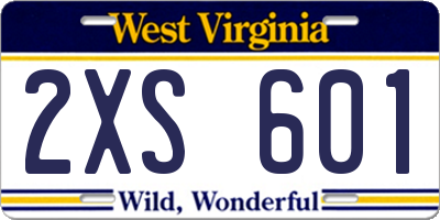 WV license plate 2XS601