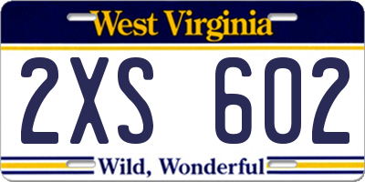 WV license plate 2XS602