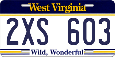 WV license plate 2XS603
