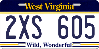 WV license plate 2XS605