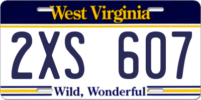 WV license plate 2XS607