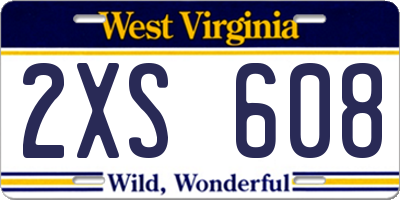 WV license plate 2XS608