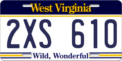 WV license plate 2XS610