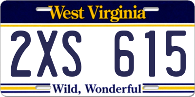 WV license plate 2XS615