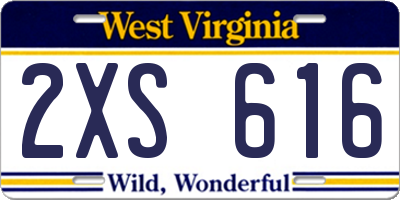 WV license plate 2XS616