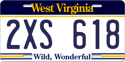 WV license plate 2XS618