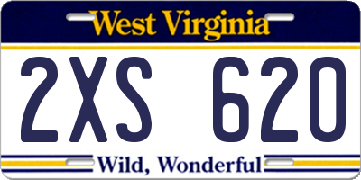 WV license plate 2XS620