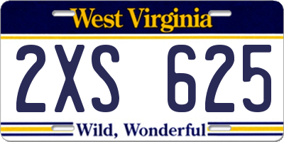 WV license plate 2XS625