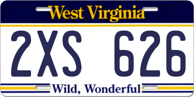 WV license plate 2XS626