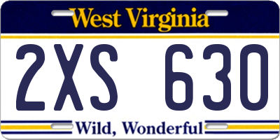 WV license plate 2XS630