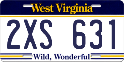 WV license plate 2XS631