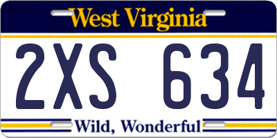 WV license plate 2XS634
