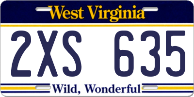 WV license plate 2XS635