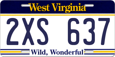 WV license plate 2XS637