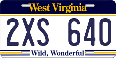 WV license plate 2XS640