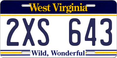 WV license plate 2XS643