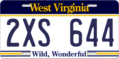 WV license plate 2XS644