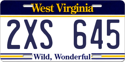 WV license plate 2XS645