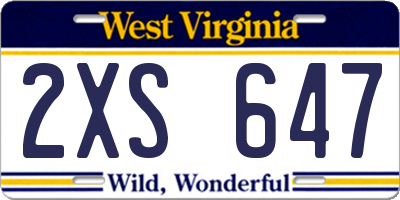 WV license plate 2XS647