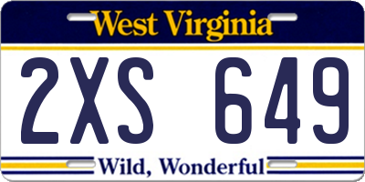 WV license plate 2XS649