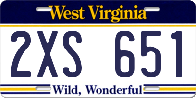 WV license plate 2XS651