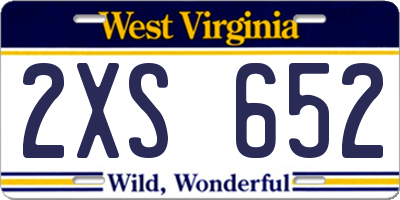 WV license plate 2XS652