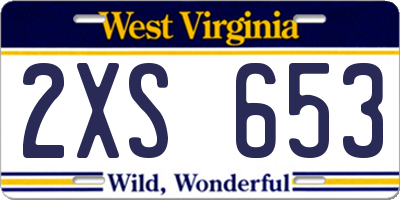 WV license plate 2XS653