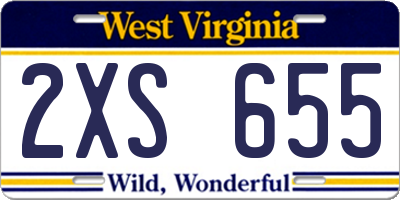 WV license plate 2XS655