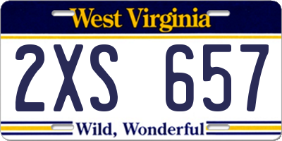 WV license plate 2XS657